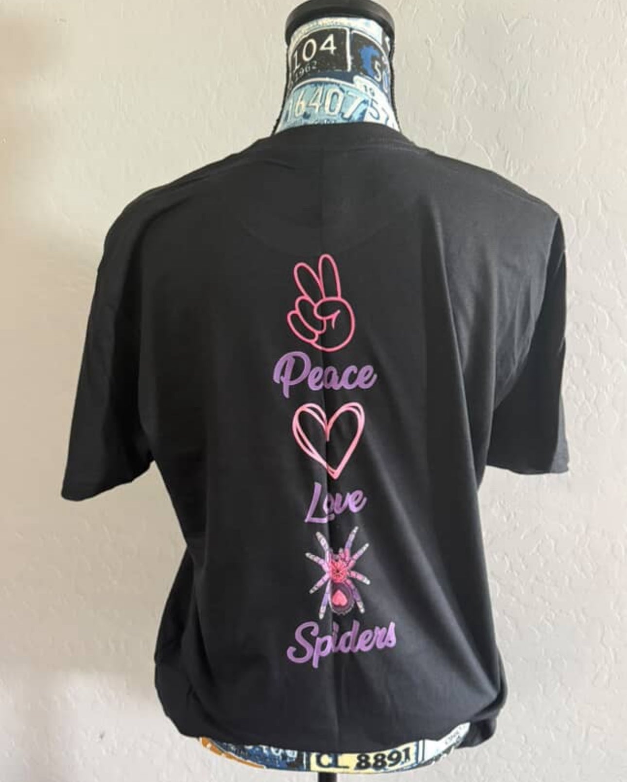 Black “Peace,Love,Spiders” Shirt